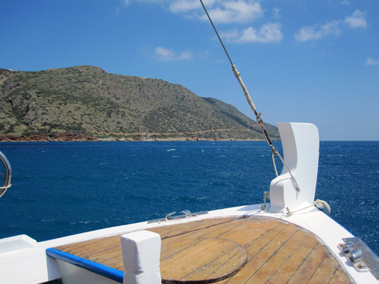 Spinalonga auf Kreta, Blick vom Boot Spinalonga auf Kreta